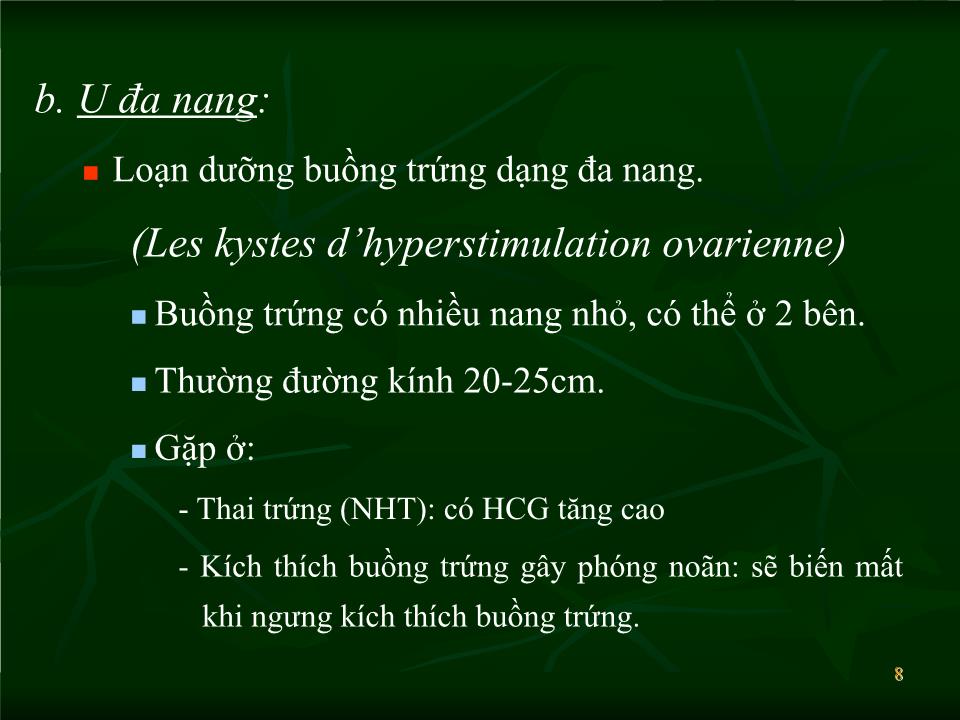 Bài giảng Siêu âm trong chẩn đoán khối u phần phụ - Lăng Thị Hữu Hiệp trang 8