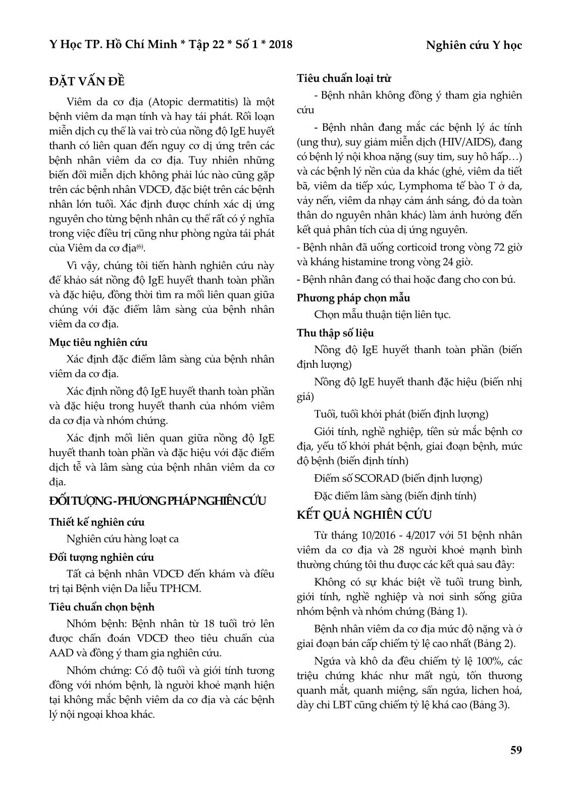 Nồng độ IgE huyết thanh toàn phần và đặc hiệu trên bệnh nhân viêm da cơ địa tại Bệnh viện Da liễu thành phố Hồ Chí Minh trang 2