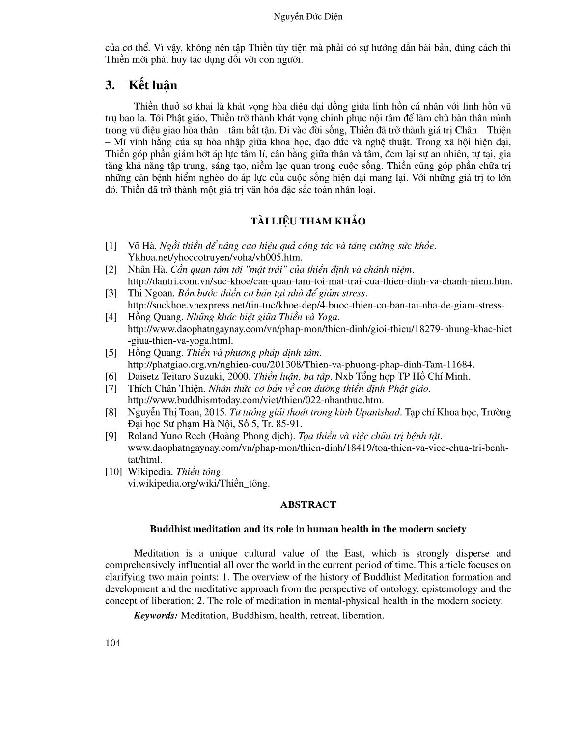 Thiền phật giáo và vai trò đối với sức khỏe của con người trong xã hội hiện đại trang 7