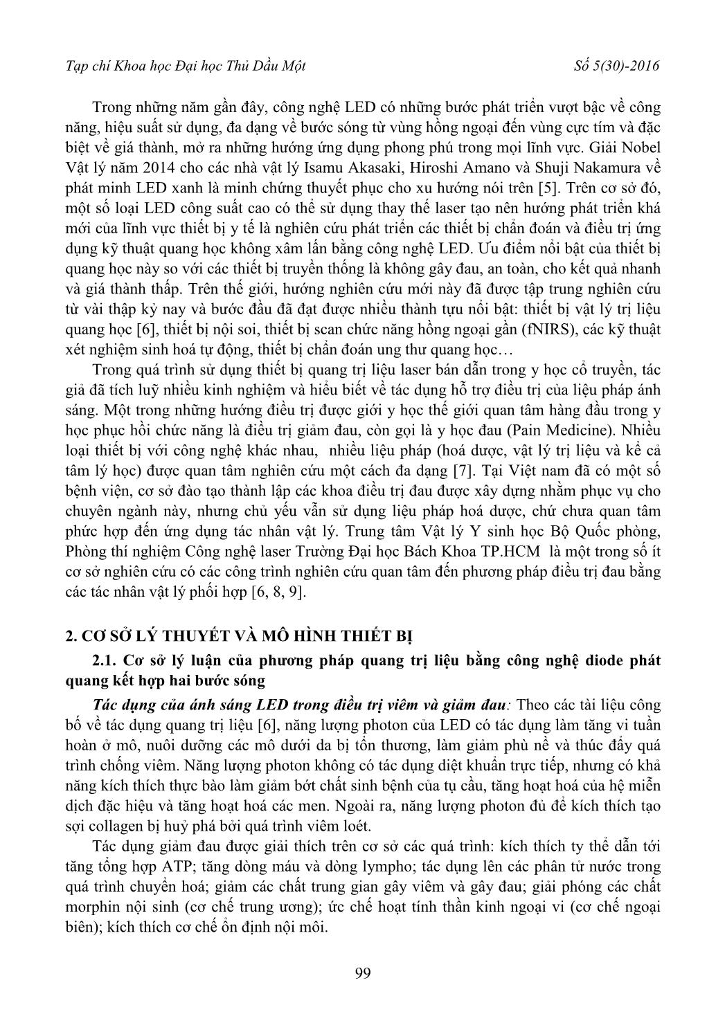Nghiên cứu chế tạo thiết bị quang trị liệu bằng công nghệ Diode phát quang ứng dụng trong vật lý trị liệu trang 2