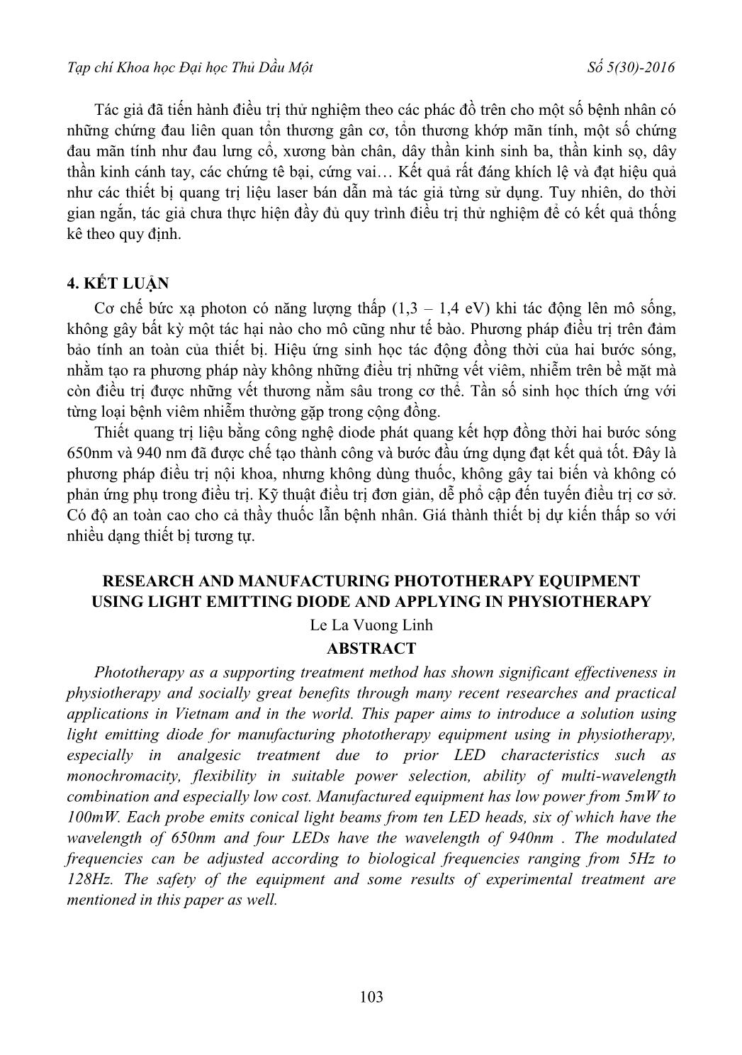 Nghiên cứu chế tạo thiết bị quang trị liệu bằng công nghệ Diode phát quang ứng dụng trong vật lý trị liệu trang 6