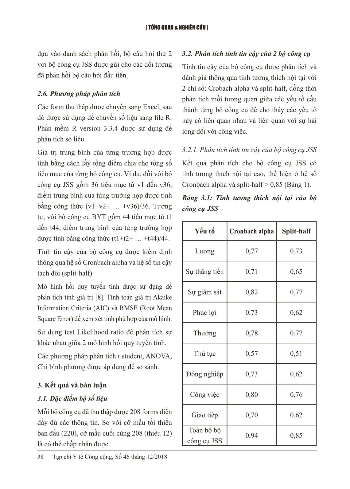 So sánh 2 bộ công cụ khảo sát sự hài lòng đối với công việc của nhân viên y tế trang 4