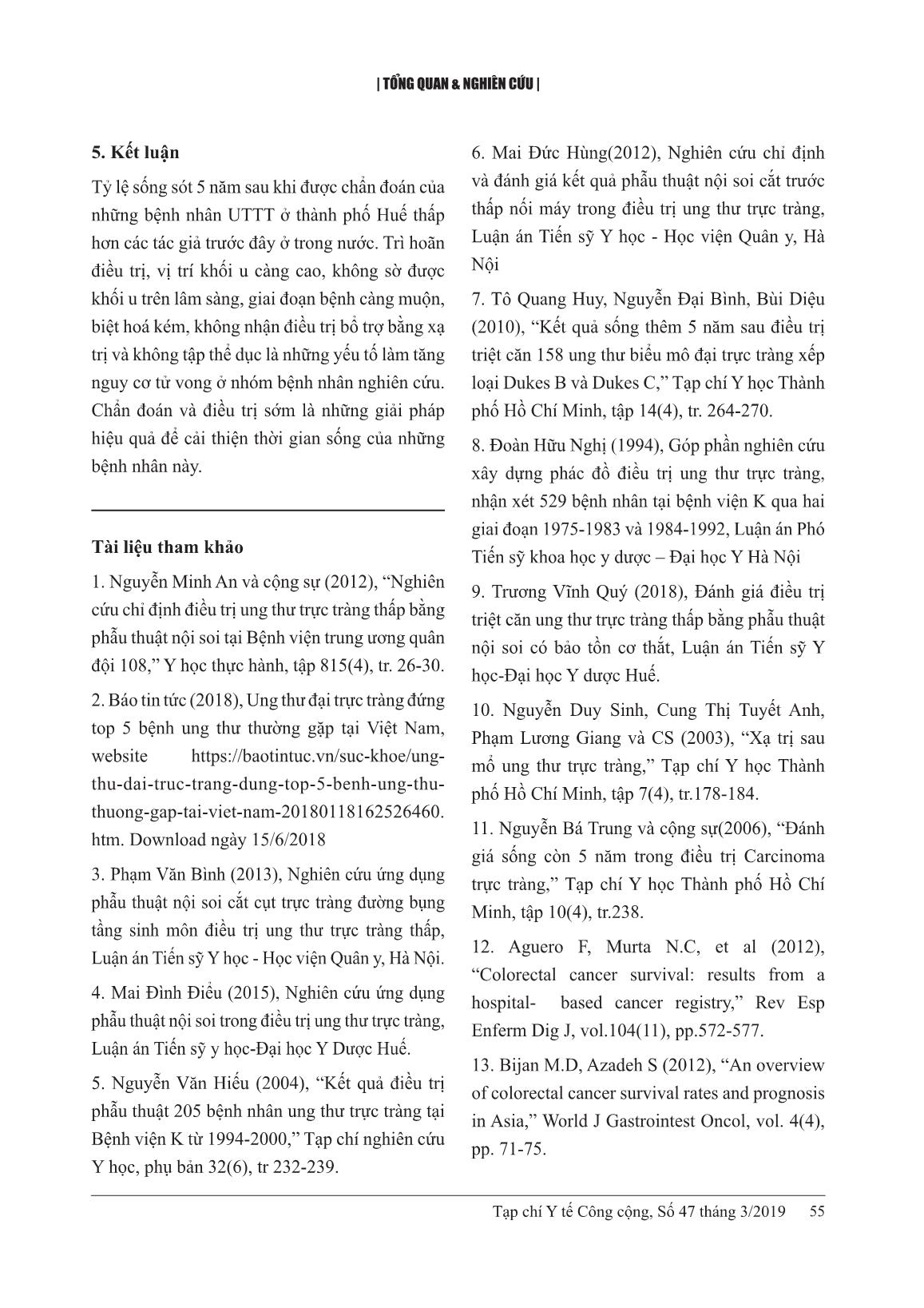 Khả năng sống sót và những yếu tố tiên lượng nguy co tử vong của ung thư trực tràng ở Thành phố Huế trang 9