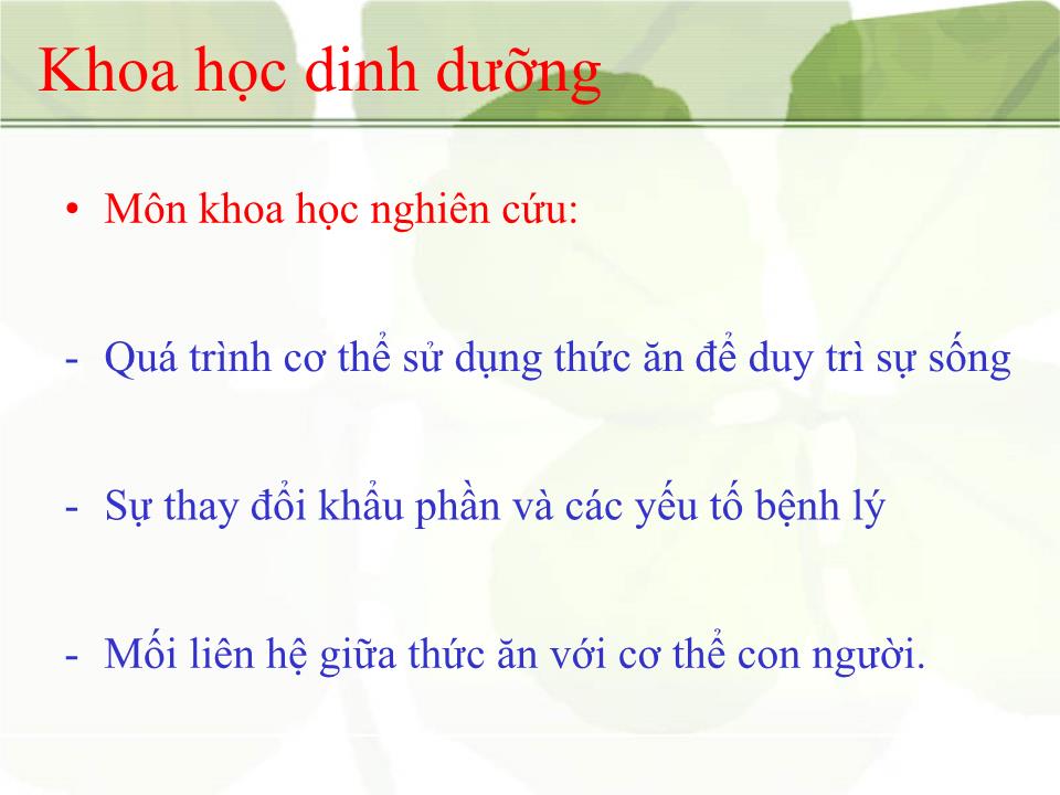 Bài giảng Dinh dưỡng và sức khỏe - Nguyễn Thị Hiền trang 4