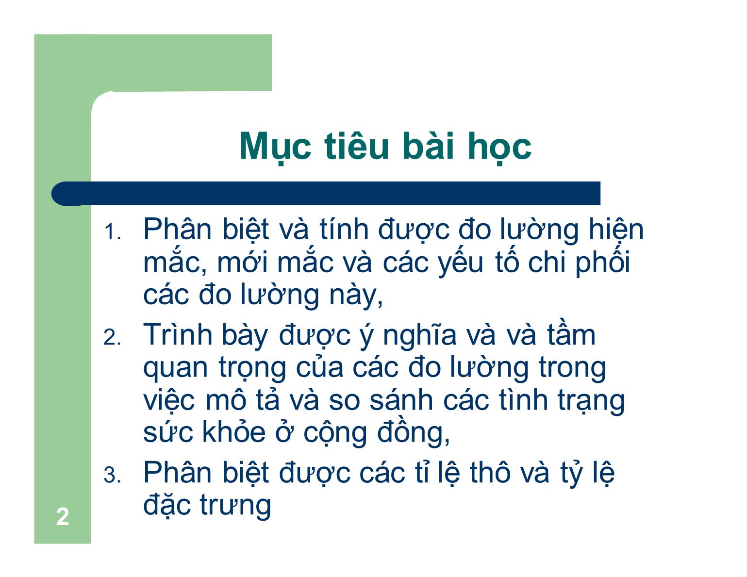 Bài giảng Dịch tễ học cơ bản - Bài 2: Đo lường bệnh trạng trang 2