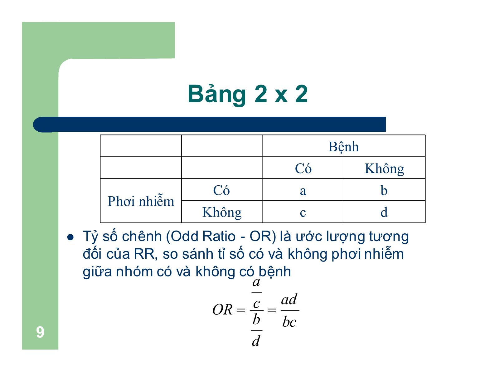 Bài giảng Dịch tễ học cơ bản - Bài 3: Đo lường sự kết hợp trang 9