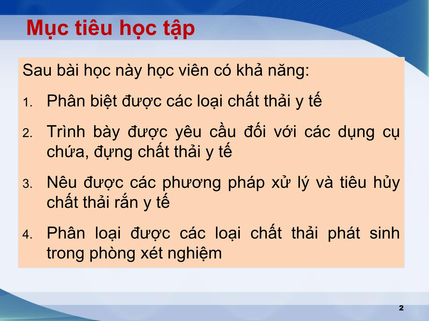 Bài giảng Xử lý chất thải phòng xét nghiệm trang 2