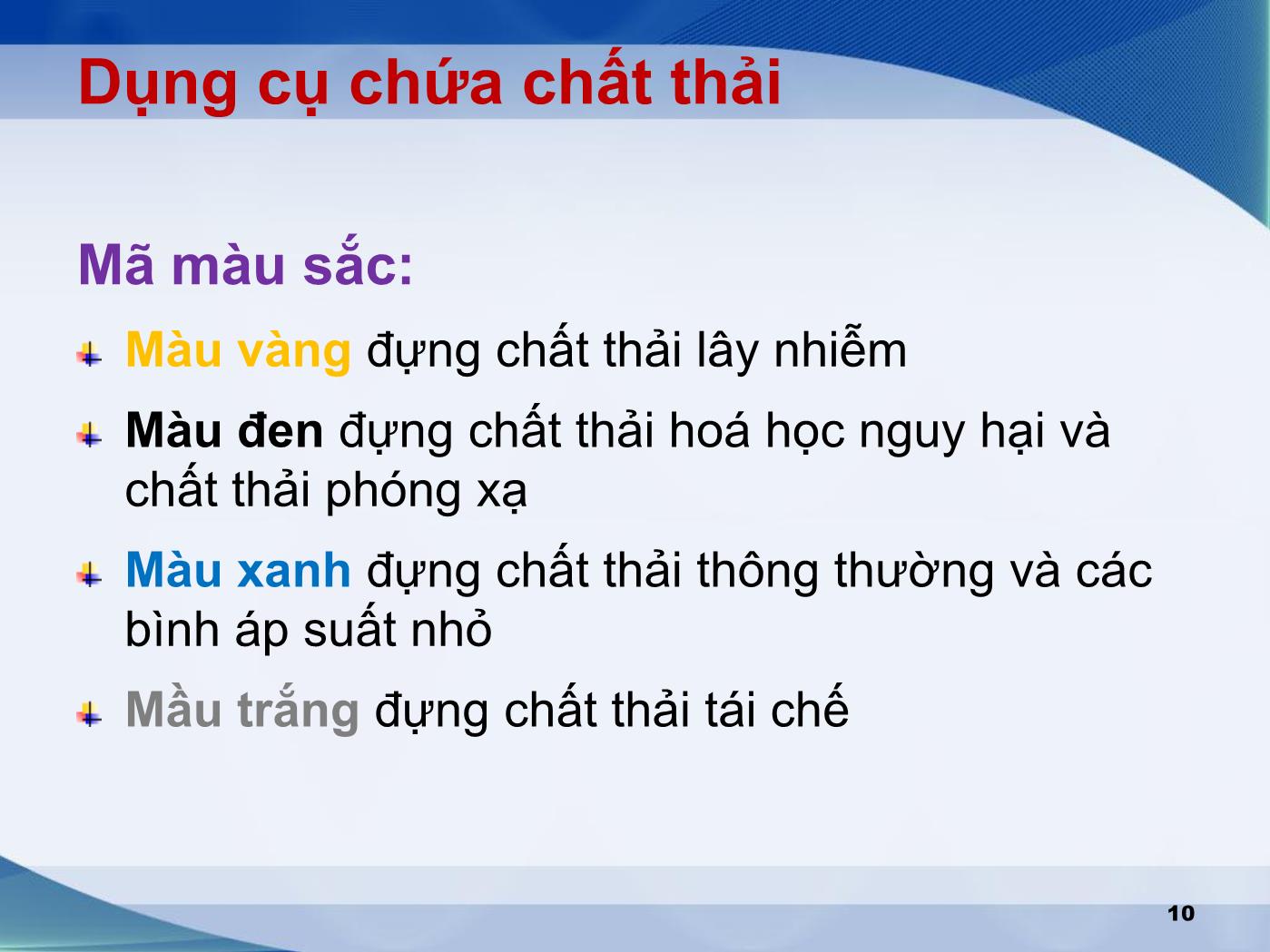 Bài giảng Xử lý chất thải phòng xét nghiệm trang 9