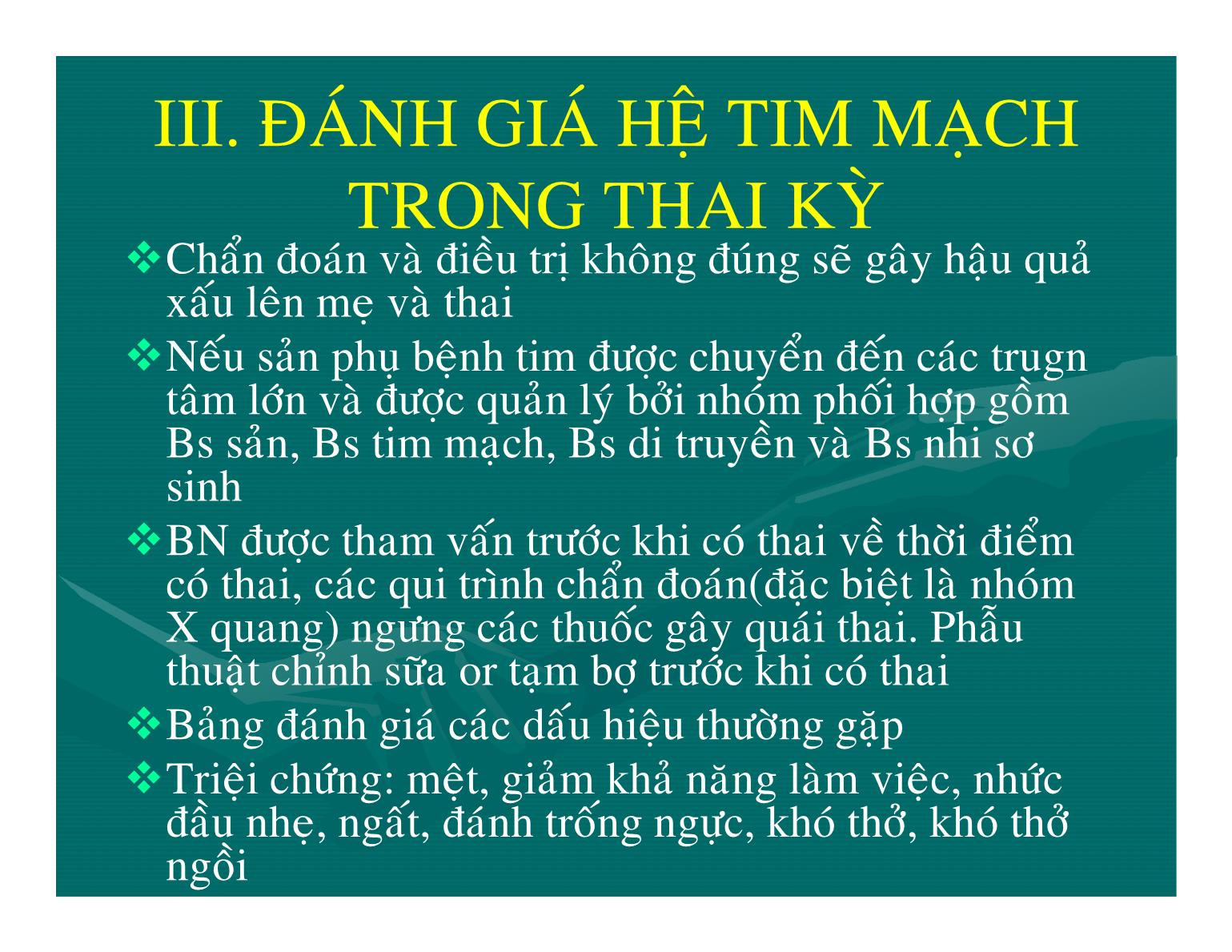 Bệnh lý tim mạch trong thai kỳ - Nguyễn Anh Danh trang 9