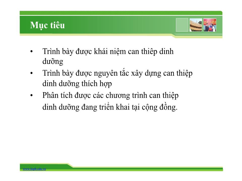 Bài giảng Can thiệp dinh dưỡng - Trường Đại học Y tế công cộng trang 2