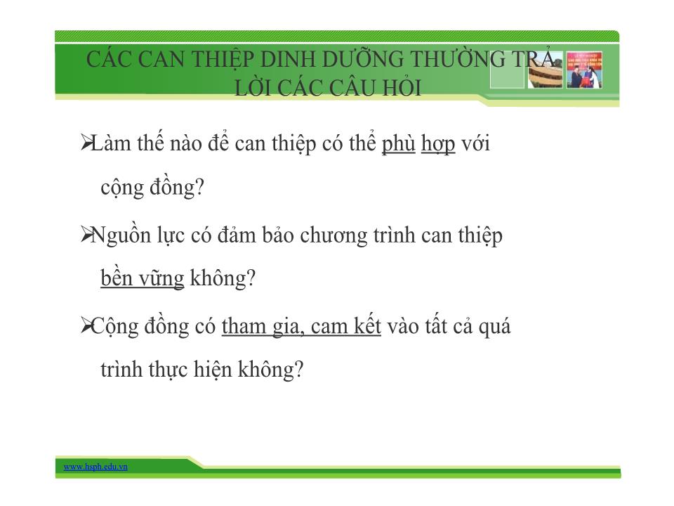 Bài giảng Can thiệp dinh dưỡng - Trường Đại học Y tế công cộng trang 9