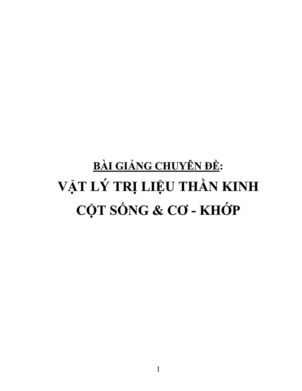 Bài giảng Vật lý trị liệu thần kinh cột sống & cơ - khớp trang 1