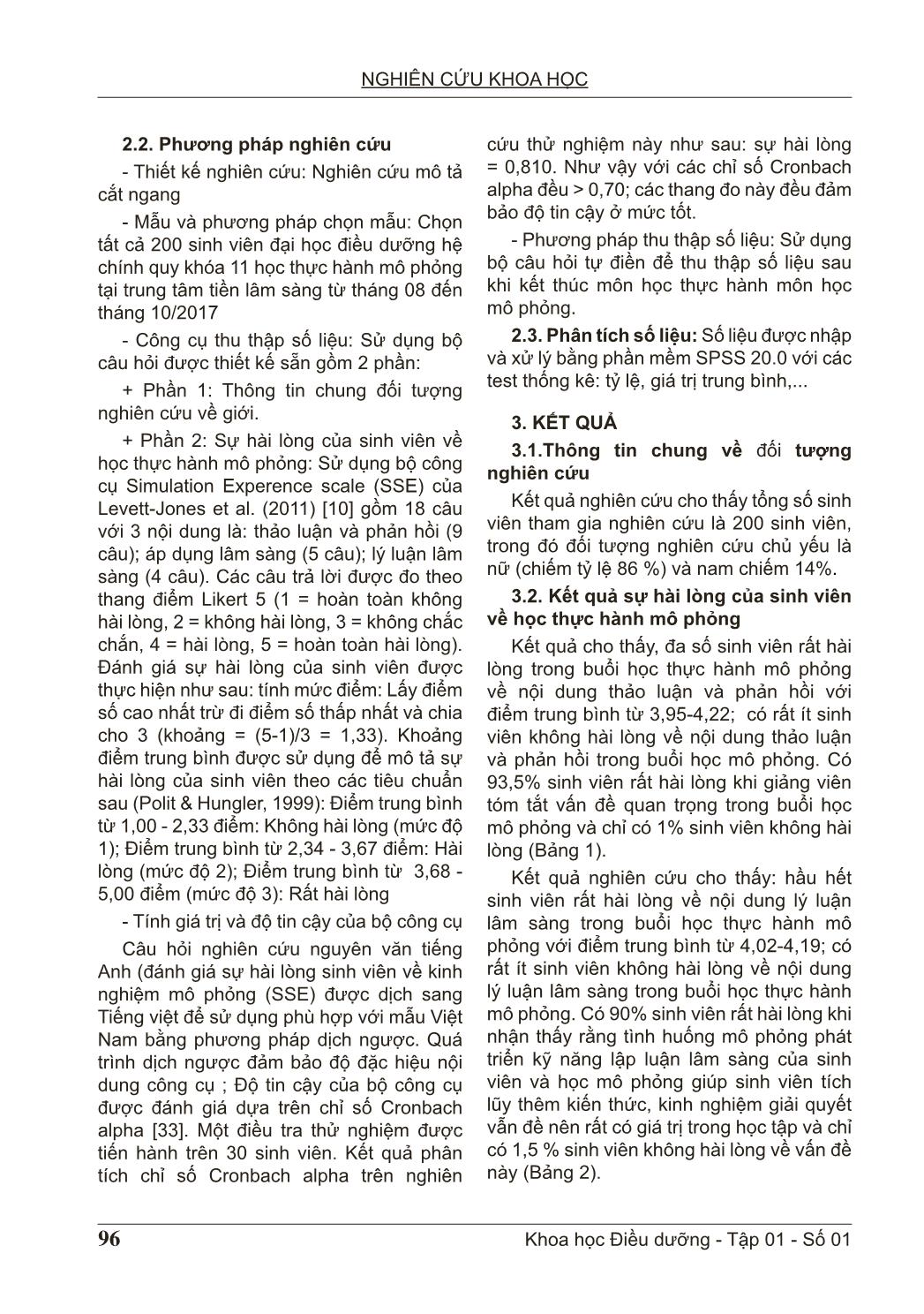 Khảo sát sự hài lòng của sinh viên điều dưỡng sau học thực hành mô phỏng tại trung tâm tiền lâm sàng Trường Đại học Điều dưỡng Nam Định, năm 2017 trang 3