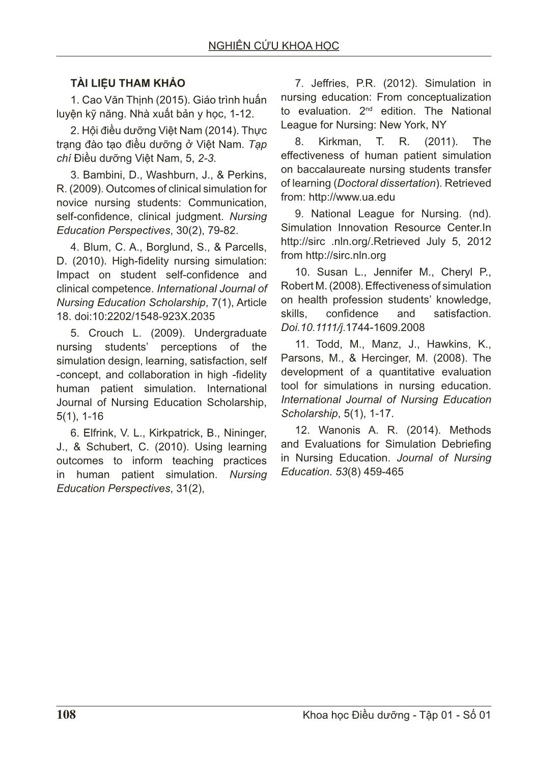 Kết quả ứng dụng phương pháp mô phỏng trong đào tạo cử nhân điều dưỡng tại Trường Đại học Điều dưỡng Nam Định trang 8