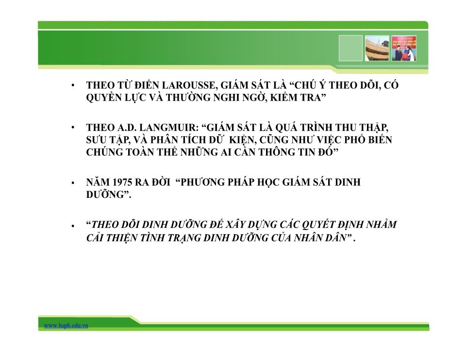 Bài giảng Giám sát dinh dưỡng - Trường Đại học Y tế công cộng trang 3