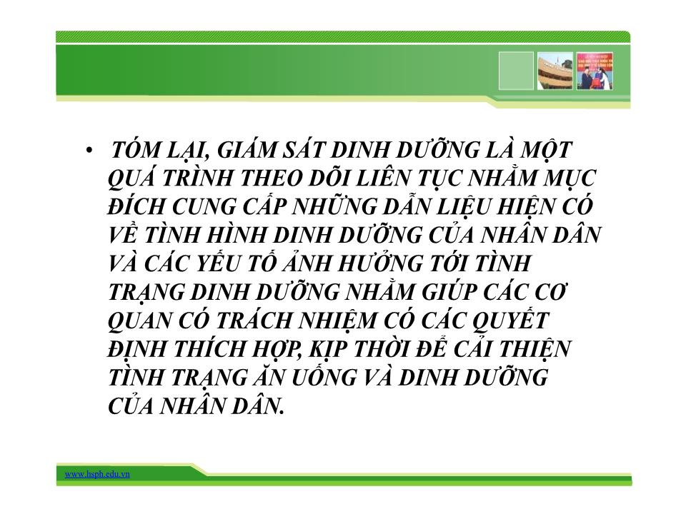 Bài giảng Giám sát dinh dưỡng - Trường Đại học Y tế công cộng trang 7