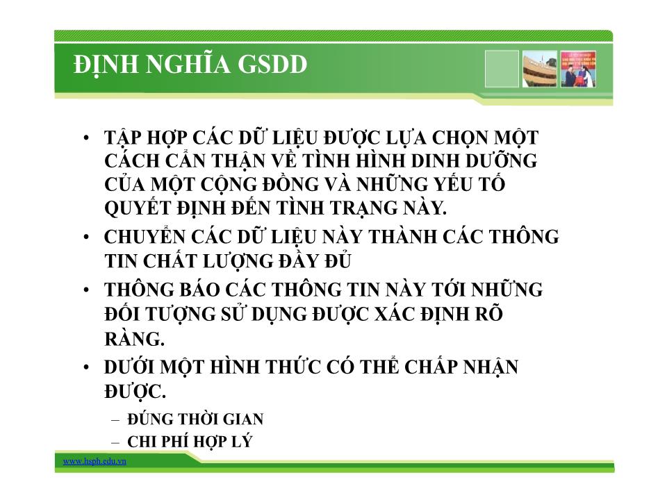 Bài giảng Giám sát dinh dưỡng - Trường Đại học Y tế công cộng trang 8