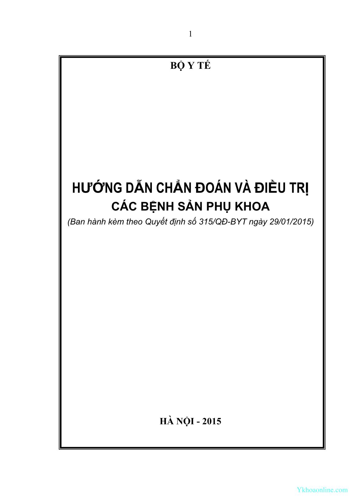 Giáo trình Hướng dẫn chẩn đoán và điều trị các bệnh sản phụ khoa - Nguyễn Viết Tiến trang 1