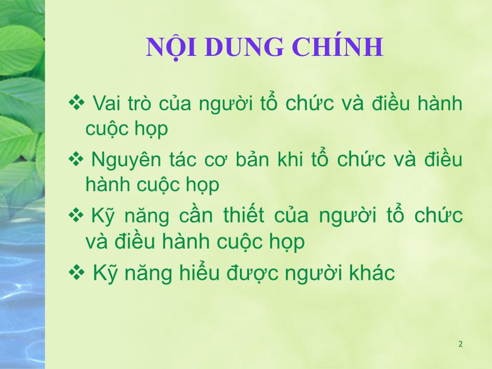 Kỹ năng tổ chức và điều hành các cuộc họp trang 2