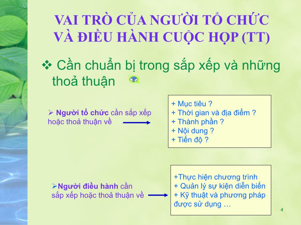 Kỹ năng tổ chức và điều hành các cuộc họp trang 4