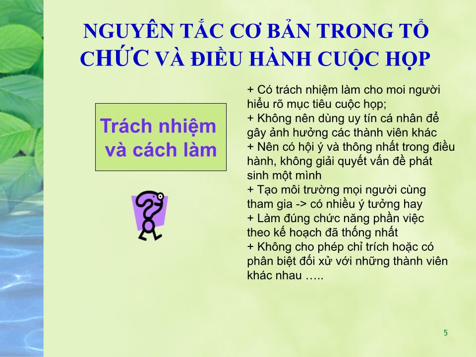 Kỹ năng tổ chức và điều hành các cuộc họp trang 5