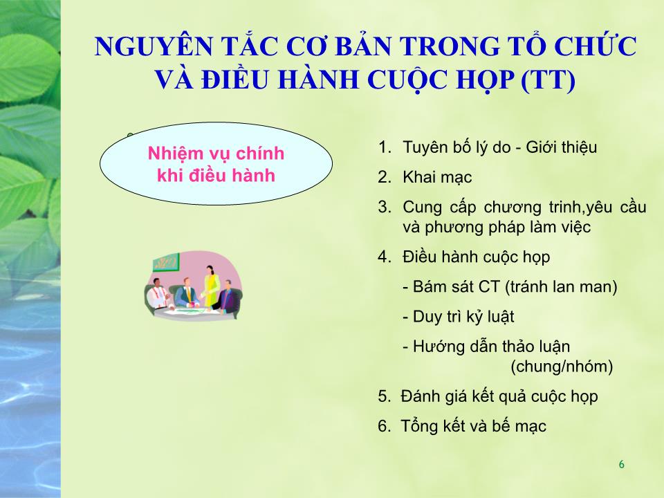 Kỹ năng tổ chức và điều hành các cuộc họp trang 6