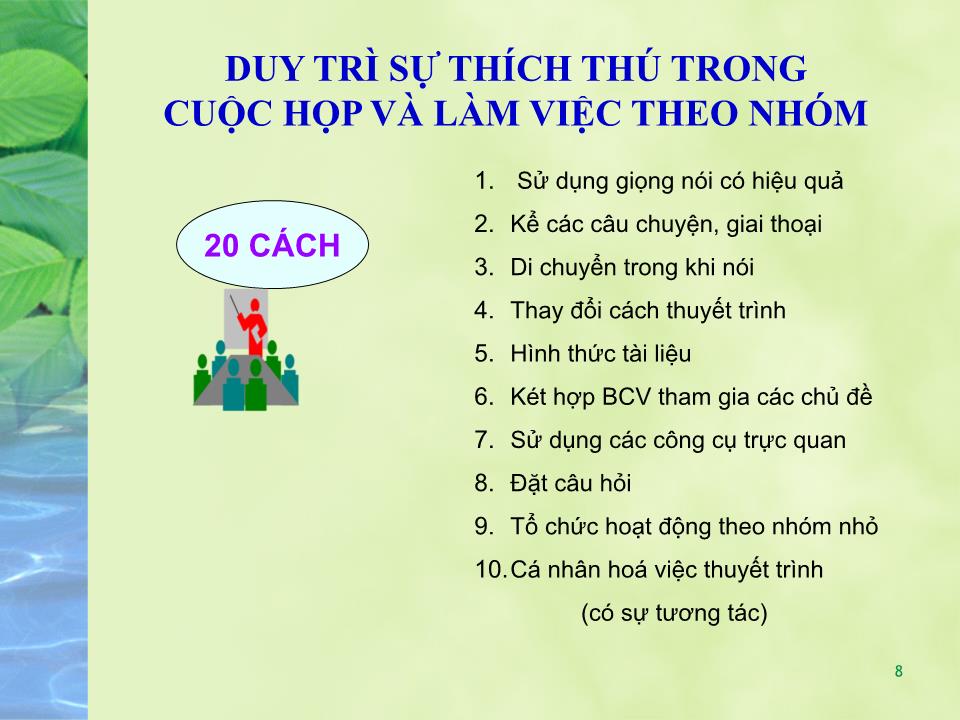 Kỹ năng tổ chức và điều hành các cuộc họp trang 8