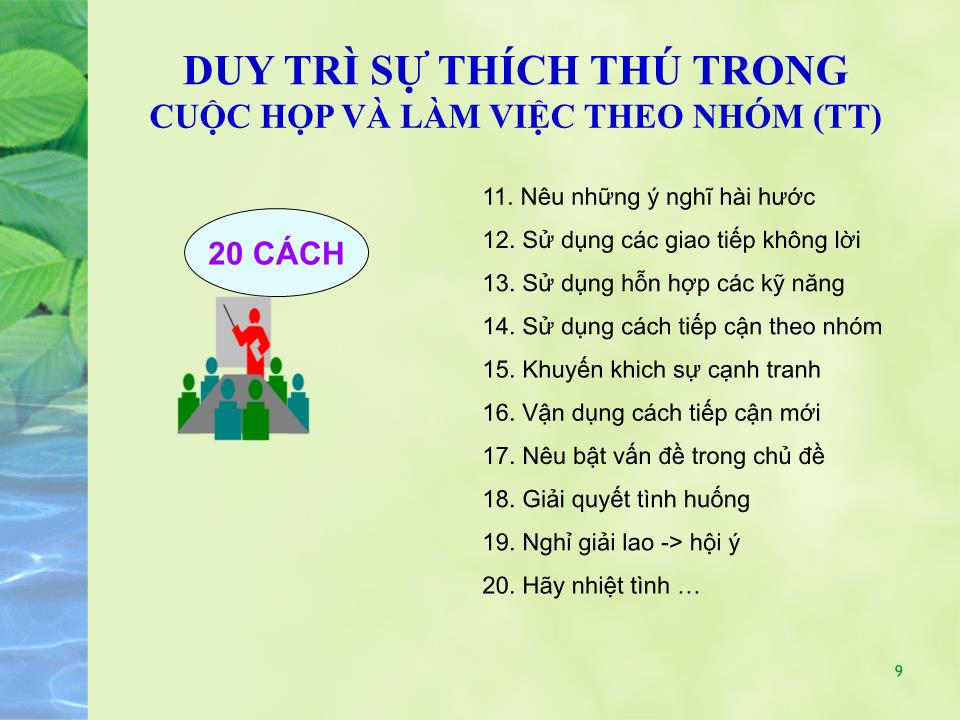 Kỹ năng tổ chức và điều hành các cuộc họp trang 9