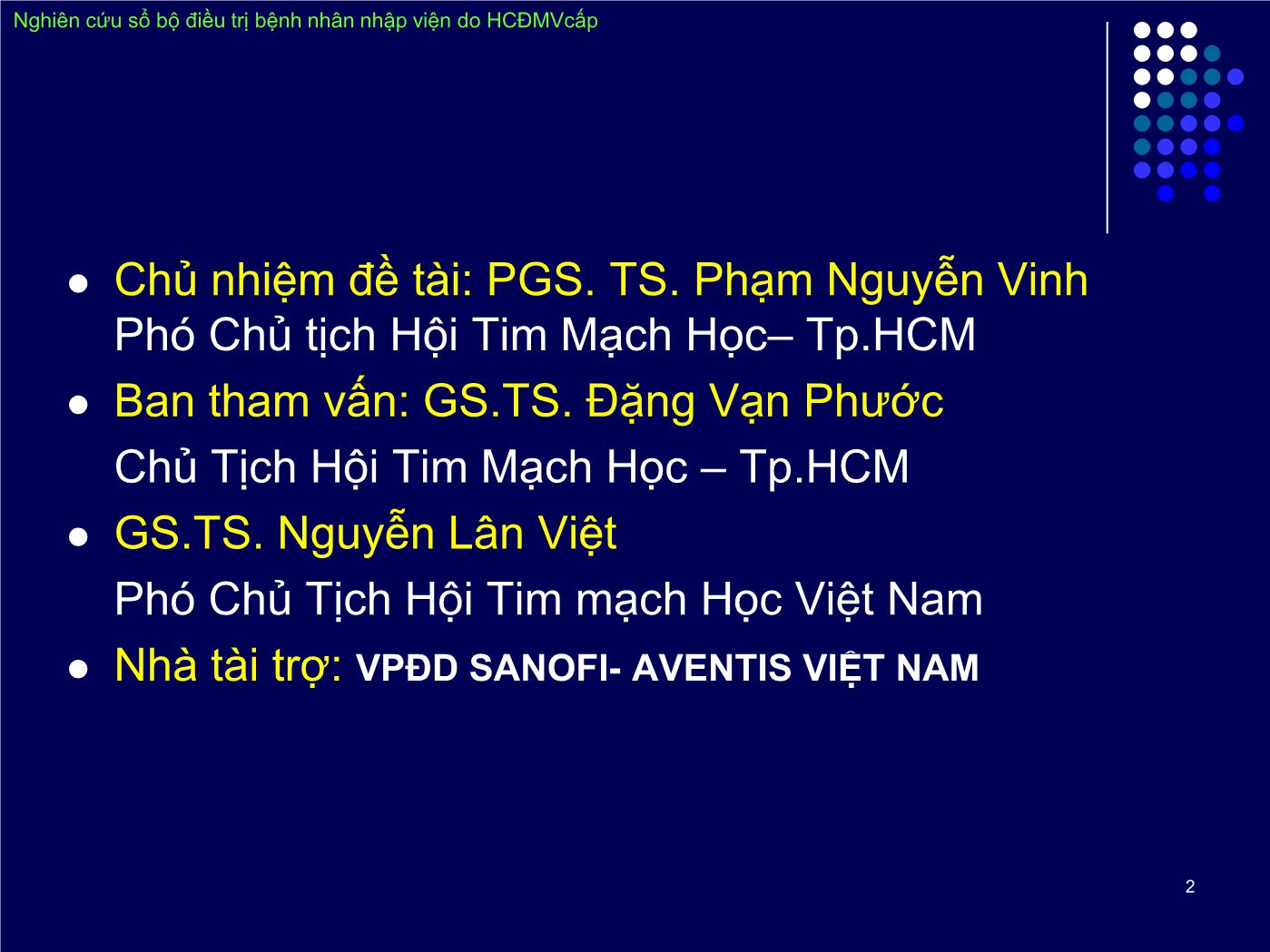 Đề tài Nghiên cứu sổ bộ điều trị bệnh nhân nhập viện do hội chứng động mạch vành cấp trang 2