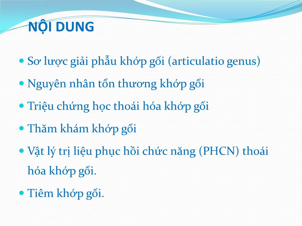 Bài giảng Vật lý trị liệu phục hồi chức năng thoái hóa khớp gối - Cầm Bá Thức trang 2