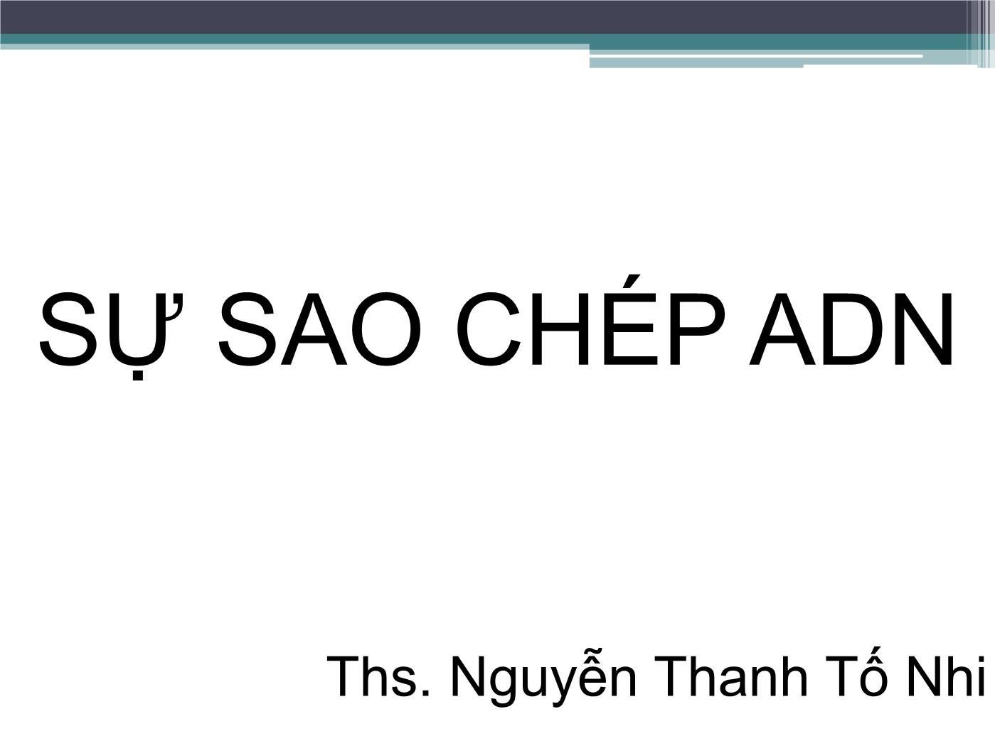 Bài giảng Sự sao chép ADN - Nguyễn Thanh Tố Nhi trang 1