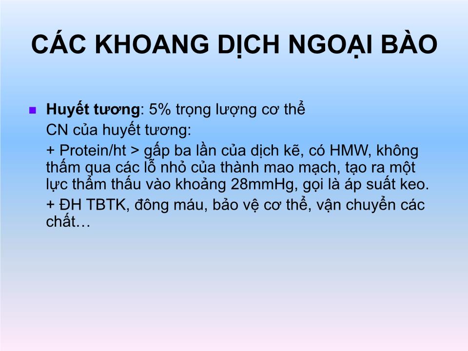 Bài giảng Sinh lý dịch cơ thể trang 10