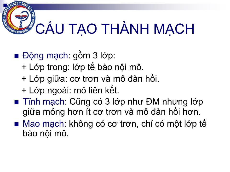 Bài giảng Sinh lý hệ mạch - Nguyễn Hồng Hà trang 6