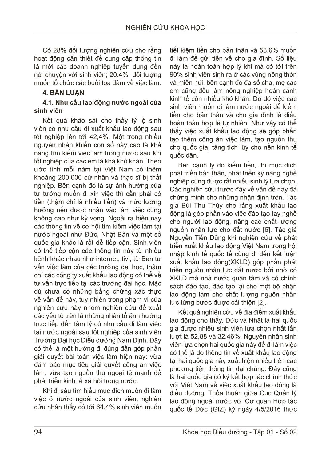 Khảo sát nhu cầu làm việc ở nước ngoài của sinh viên Đại học Điều dưỡng Nam Định trang 5