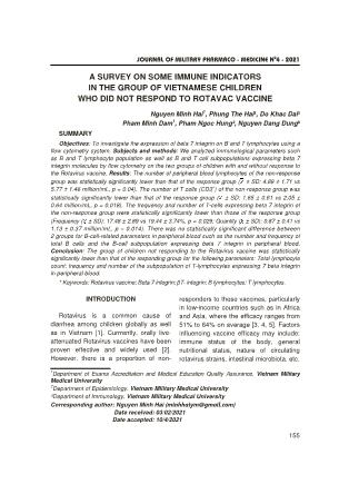 A survey on some immune indicators in the group of vietnamese children who did not respond to rotavac vaccine