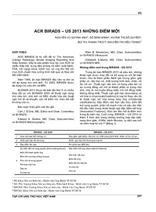 Acr birads – US 2013 những điểm mới