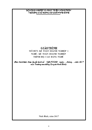 Giáo trình Kế toán doanh nghiệp 1