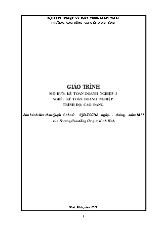 Giáo trình mô đun: Kế toán doanh nghiệp 3