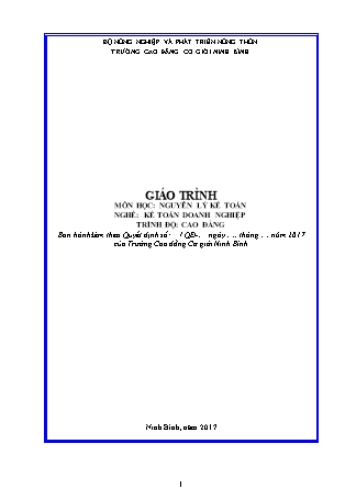 Giáo trình môn học: Nguyên lý kế toán