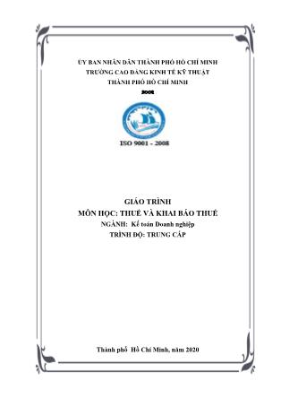 Giáo trình môn học: Thuế và khai báo thuế