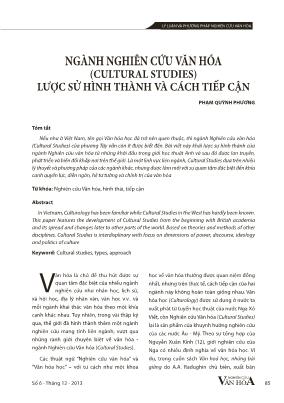 Ngành nghiên cứu văn hóa (Cultural Studies) lược sử hình thành và cách tiếp cận