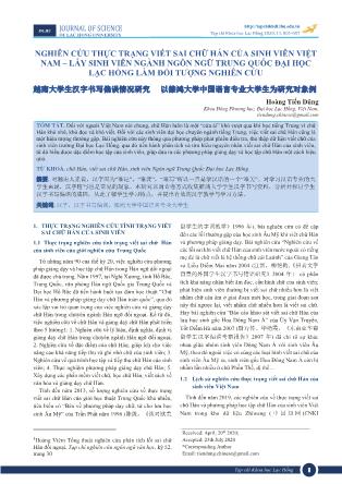 Nghiên cứu thực trạng viết sai chữ Hán của sinh viên Việt Nam - lấy sinh viên ngành ngôn ngữ Trung Quốc Đại học Lạc Hồng làm đối tượng nghiên cứu