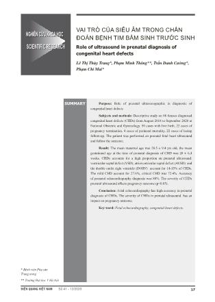 Vai trò của siêu âm trong chẩn đoán bệnh tim bẩm sinh trước sinh