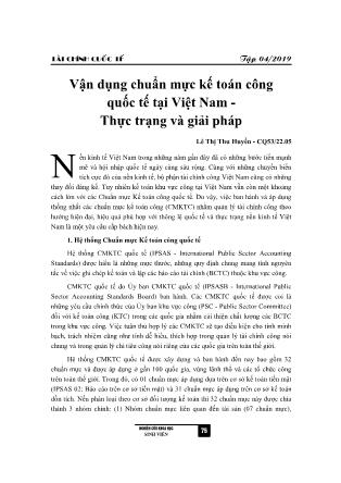 Vận dụng chuẩn mực kế toán công quốc tế tại Việt Nam - Thực trạng và giải pháp