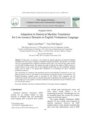 Adaptation in Statistical Machine Translation for Low-Resource Domains in English-Vietnamese Language