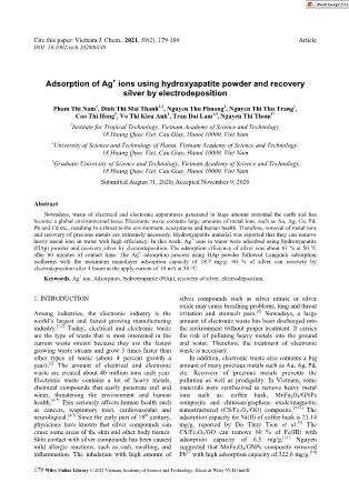 Adsorption of Ag⁺ ions using hydroxyapatite powder and recovery silver by electrodepositio