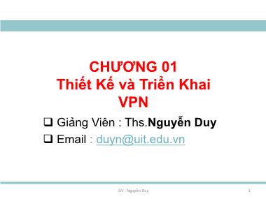 An ninh mạng lan không dây - Chương 01: Thiết kế và triển khai VPN