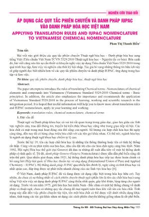 Áp dụng các quy tắc phiên chuyển và danh pháp iupac vào danh pháp hóa học Việt Nam