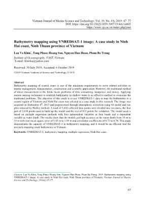 Bathymetry mapping using VNREDSAT-1 image: A case study in Ninh Hai coast, Ninh Thuan province of Vietnam