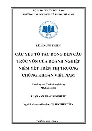 Các yếu tố tác động đến cấu trúc vốn của doanh nghiệp niêm yết trên thị trường chứng khoán Việt Nam